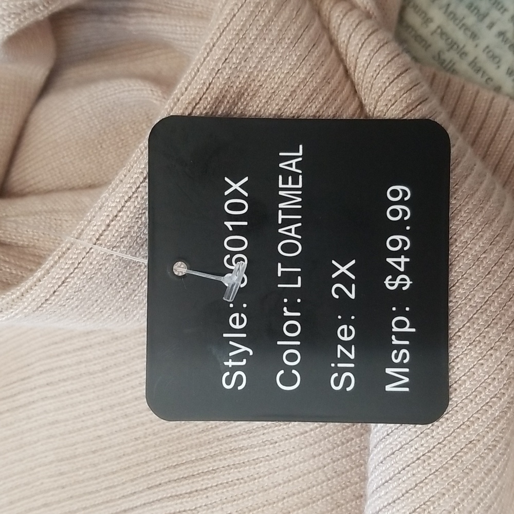 NWT Select + Trend Size 2X Women's Beige Open Front Cardigan Sweater - Picture 8 of 8